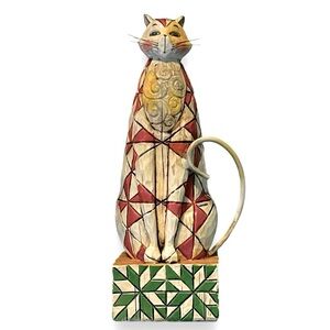 2003 Jim Shore 7" Abraham Cat Figurine Patchwork Heartwood Creek 114420T Enesco